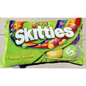 Skittles Sour Package Pillow 16" x 8.5" Green Candy Food Plush Cushion